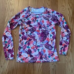 Athleta woman’s floral rash guard long sleeved shirt size Medium